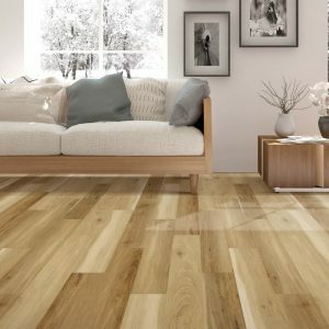 Laminate flooring in living room | Sackett's Flooring Solutions