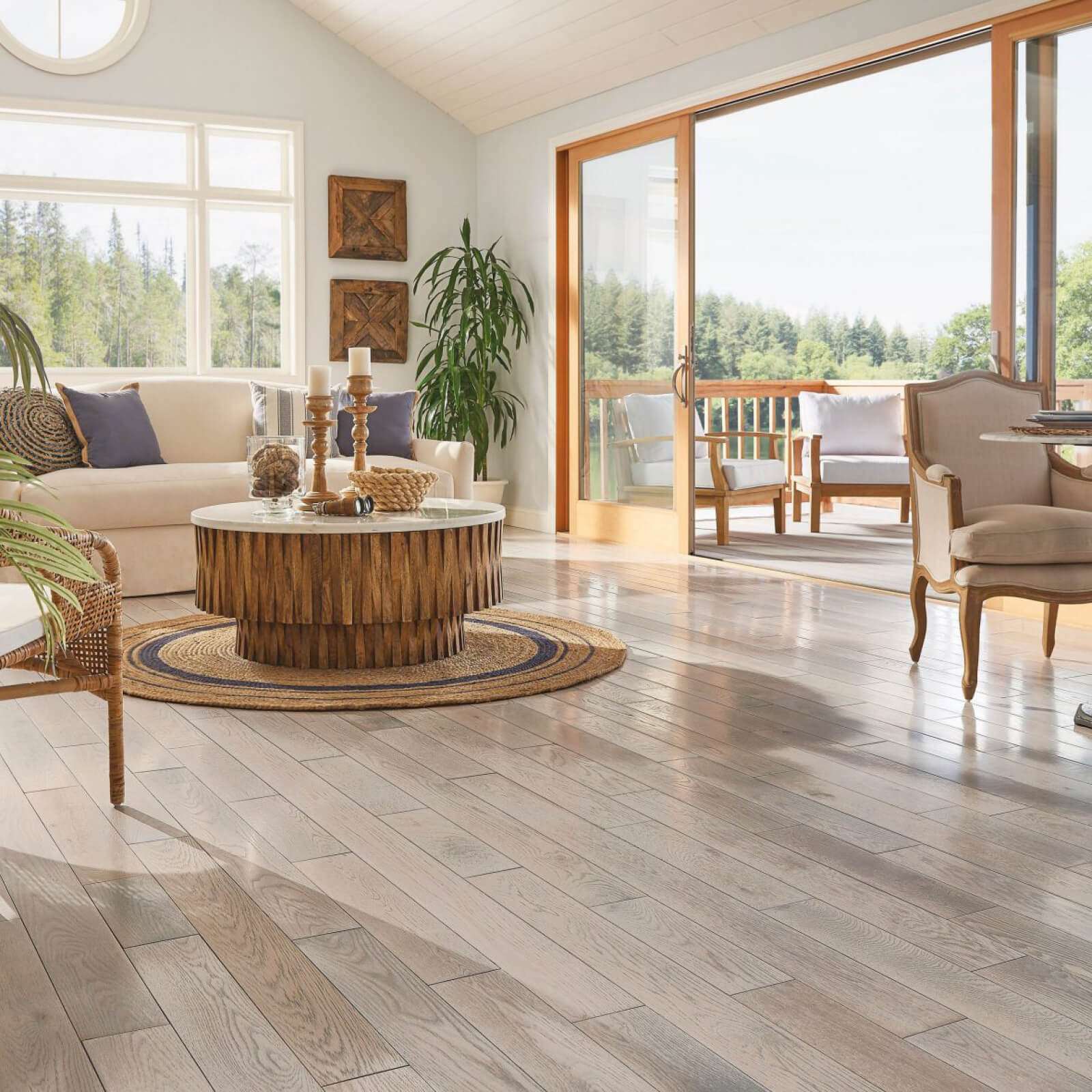 Hardwood flooring in living room | Sackett's Flooring Solutions